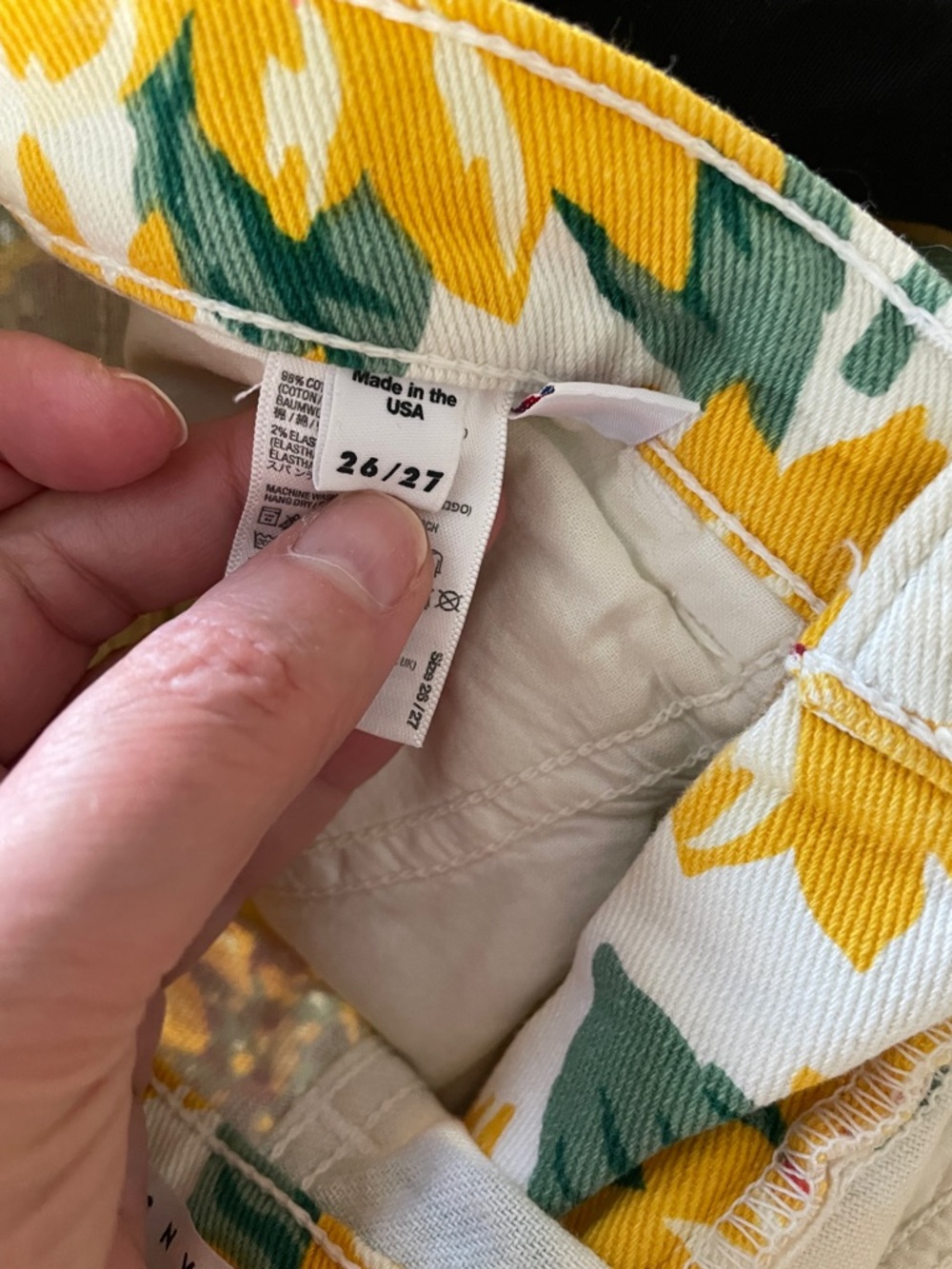 American Apparel White Sunflower Print High Waist Shorts - Picture 7 of 7